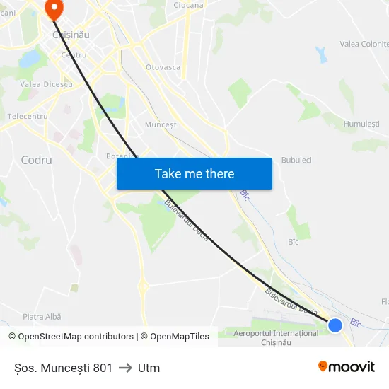 Șos. Muncești 801 to Utm map