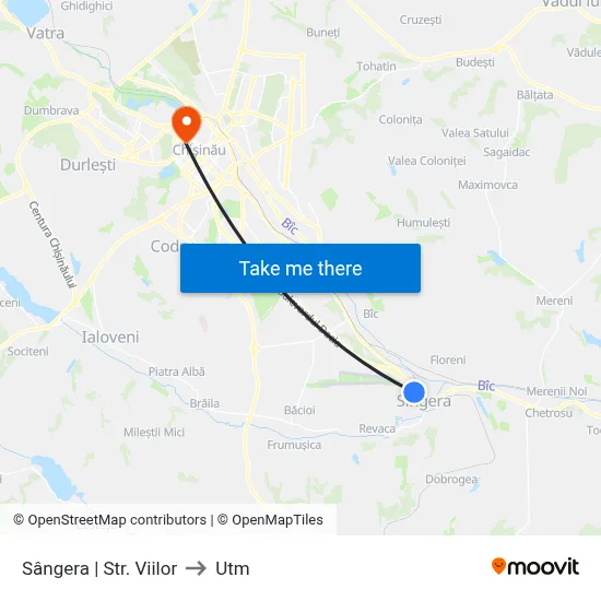 Sângera | Str. Viilor to Utm map