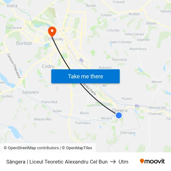 Sângera | Liceul Teoretic Alexandru Cel Bun to Utm map