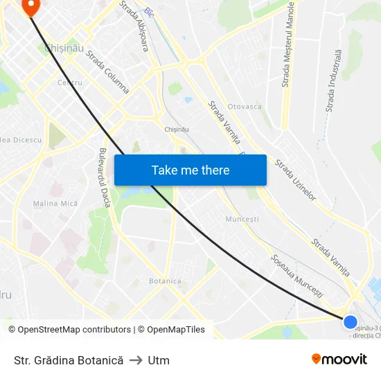 Str. Grădina Botanică to Utm map