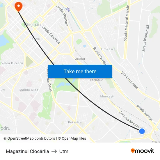 Magazinul Ciocârlia to Utm map