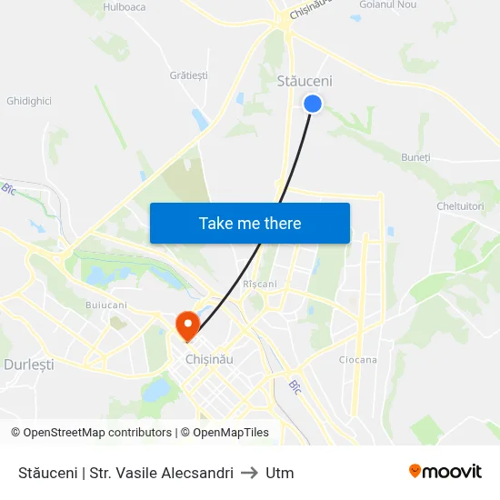 Stăuceni | Str. Vasile Alecsandri to Utm map