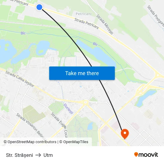 Str. Strășeni to Utm map