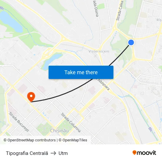 Tipografia Centrală to Utm map