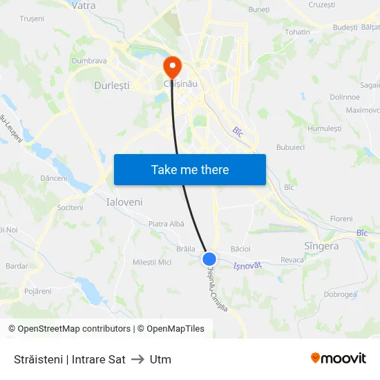 Străisteni | Intrare Sat to Utm map