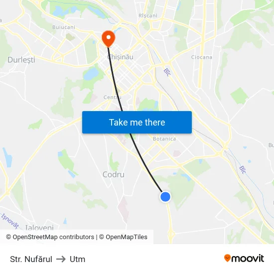 Str. Nufărul to Utm map