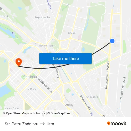 Str. Petru Zadnipru to Utm map
