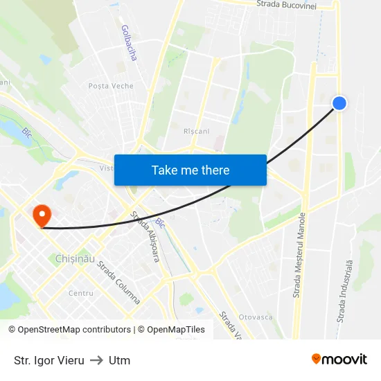 Str. Igor Vieru to Utm map