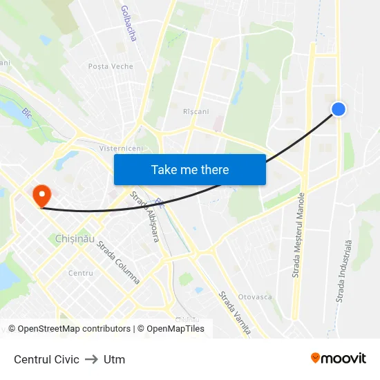 Centrul Civic to Utm map