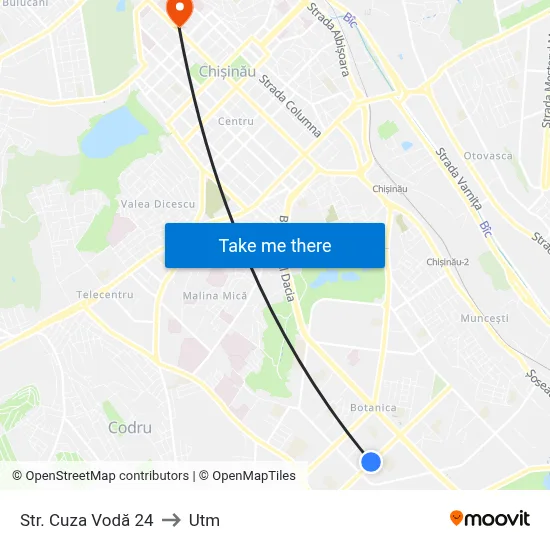 Str. Cuza Vodă 24 to Utm map