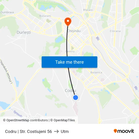 Codru | Str. Costiujeni 56 to Utm map