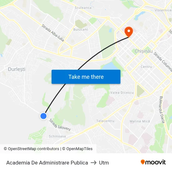 Academia De Administrare Publica to Utm map