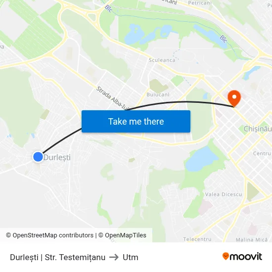 Durlești | Str. Testemițanu to Utm map