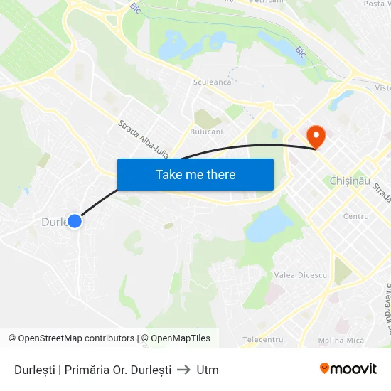 Durlești | Primăria Or. Durlești to Utm map