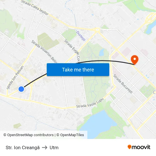 Str. Ion Creangă to Utm map