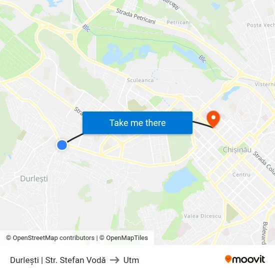 Durlești | Str. Stefan Vodă to Utm map