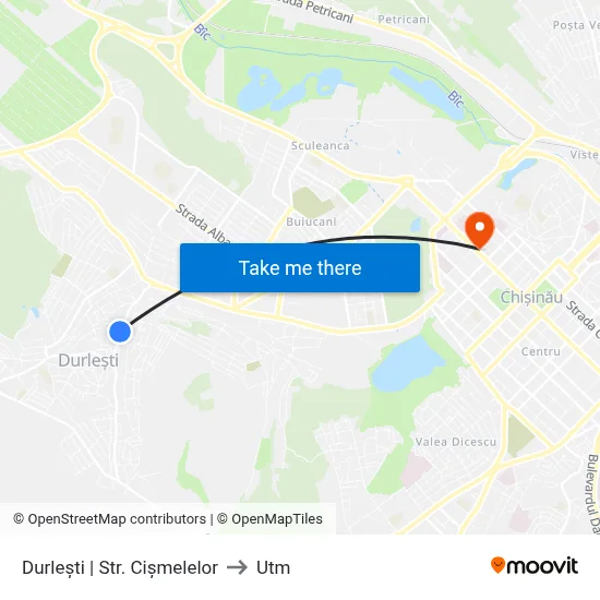Durlești | Str. Cișmelelor to Utm map