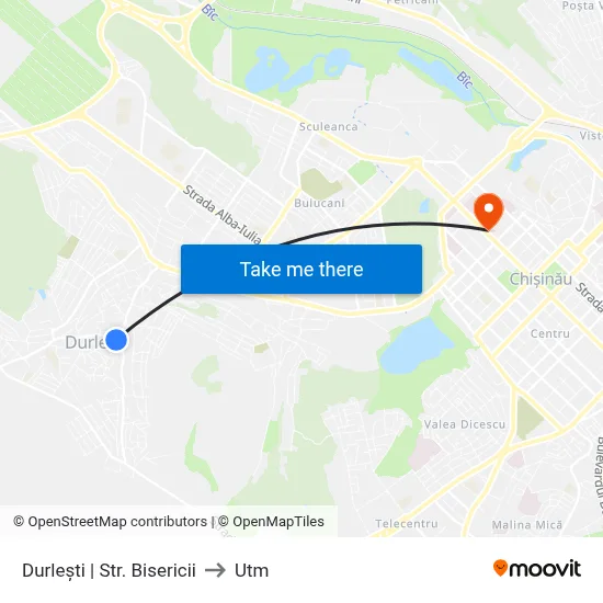 Durlești | Str. Bisericii to Utm map