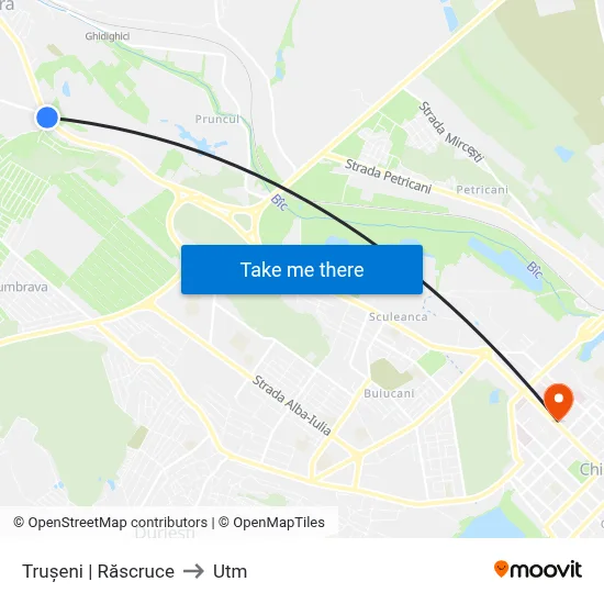 Trușeni | Răscruce to Utm map