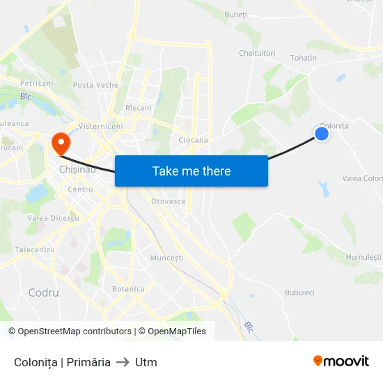 Colonița | Primăria to Utm map