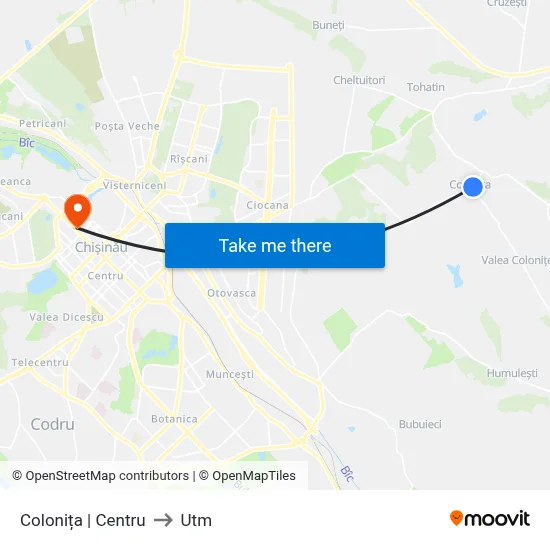 Colonița | Centru to Utm map