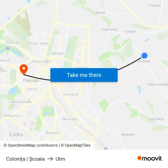 Colonița | Școala to Utm map