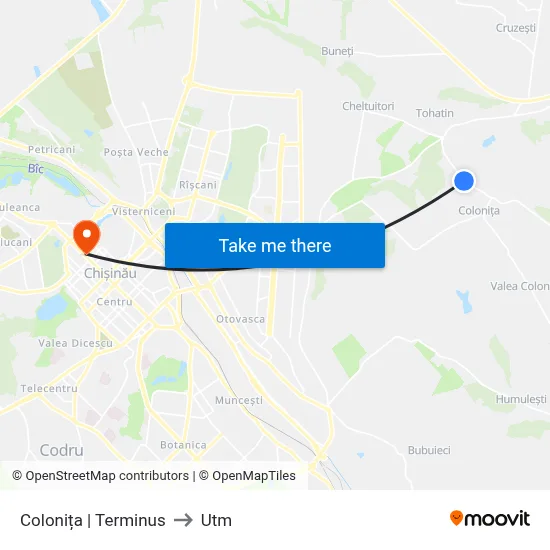 Colonița | Terminus to Utm map