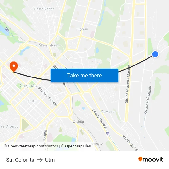 Str. Colonița to Utm map