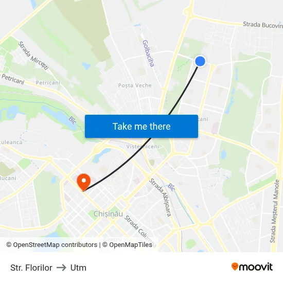 Str. Florilor to Utm map