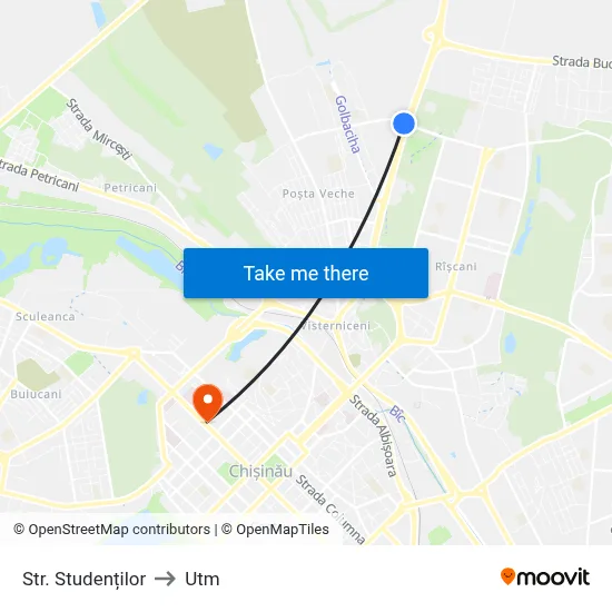 Str. Studenților to Utm map