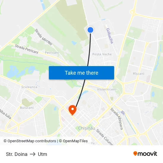 Str. Doina to Utm map