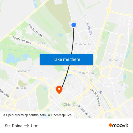 Str. Doina to Utm map