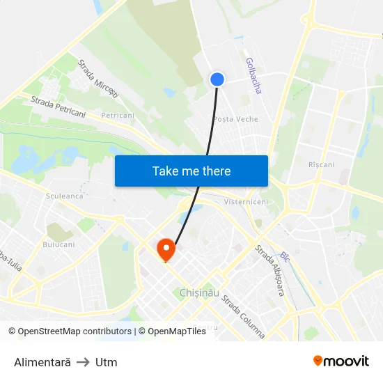 Alimentară to Utm map