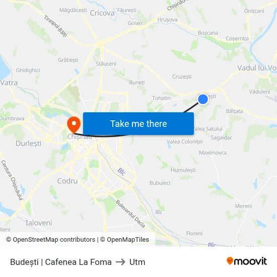Budești | Cafenea La Foma to Utm map