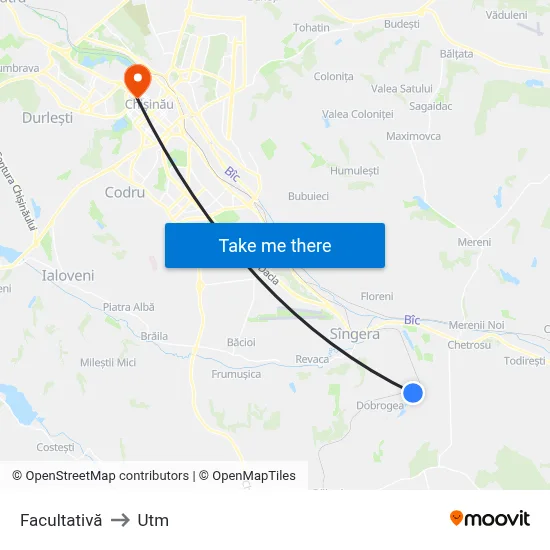 Facultativă to Utm map