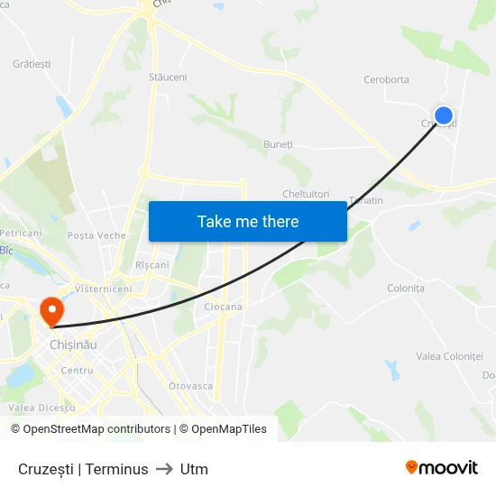 Cruzești | Terminus to Utm map