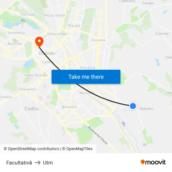 Facultativă to Utm map