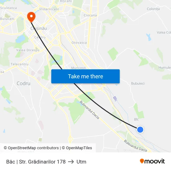 Bâc | Str. Grădinarilor 178 to Utm map