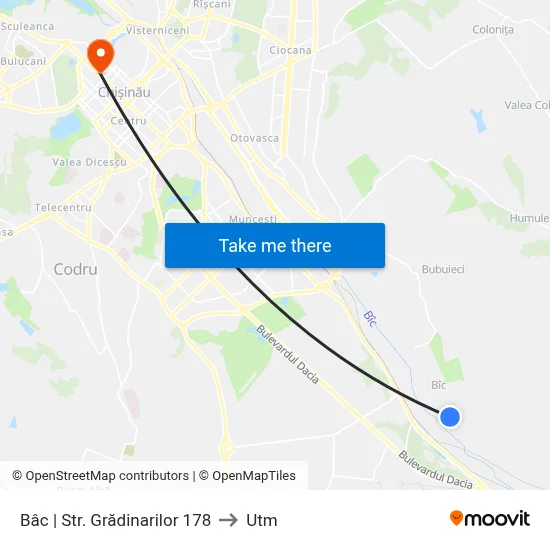 Bâc | Str. Grădinarilor 178 to Utm map