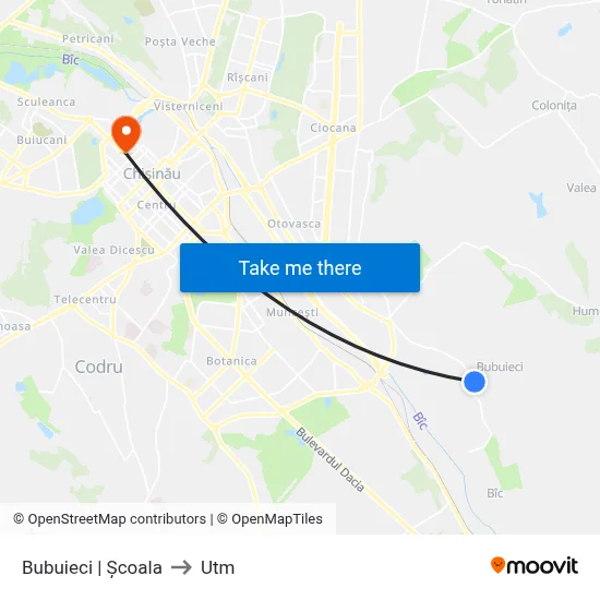 Bubuieci | Școala to Utm map