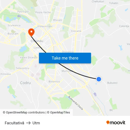 Facultativă to Utm map