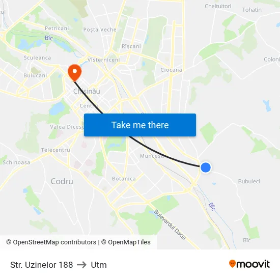 Str. Uzinelor 188 to Utm map