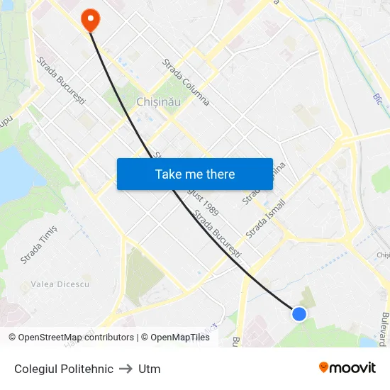 Colegiul Politehnic to Utm map