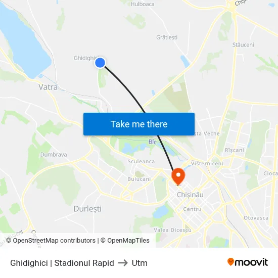 Ghidighici | Stadionul Rapid to Utm map