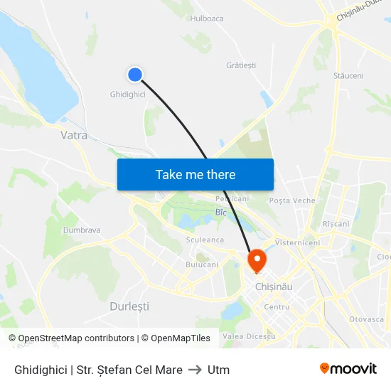 Ghidighici | Str. Ștefan Cel Mare to Utm map