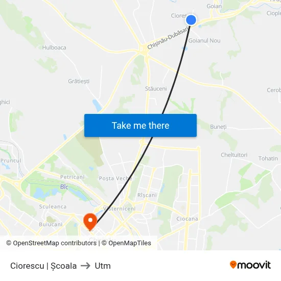 Ciorescu | Școala to Utm map