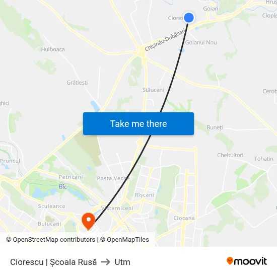 Ciorescu | Școala Rusă to Utm map