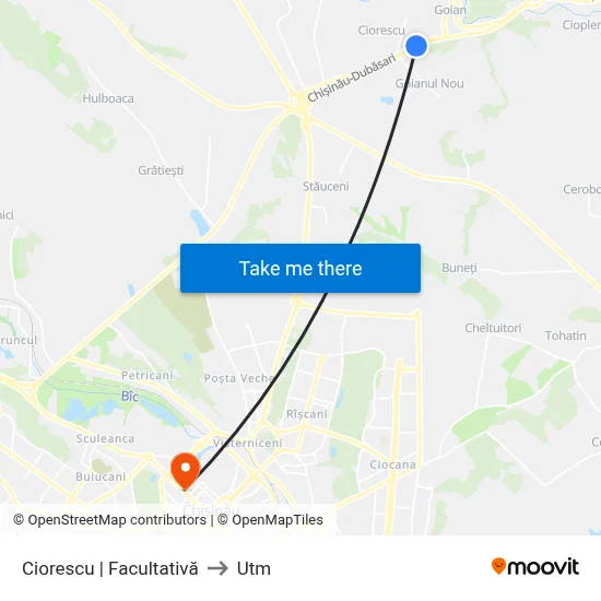 Ciorescu | Facultativă to Utm map