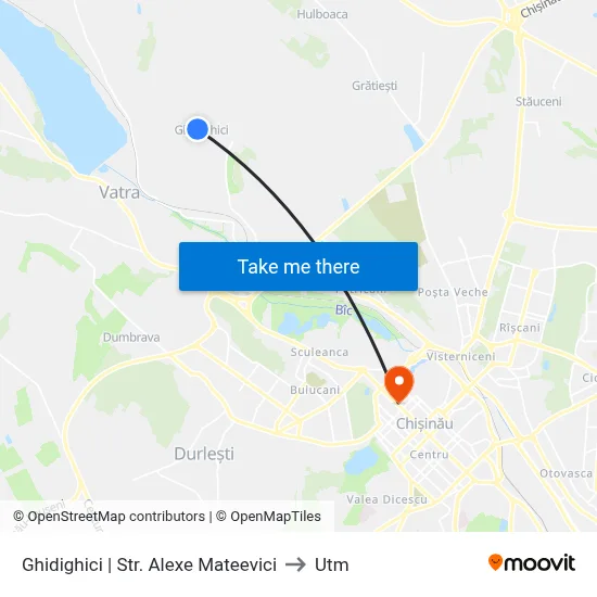 Ghidighici | Str. Alexe Mateevici to Utm map