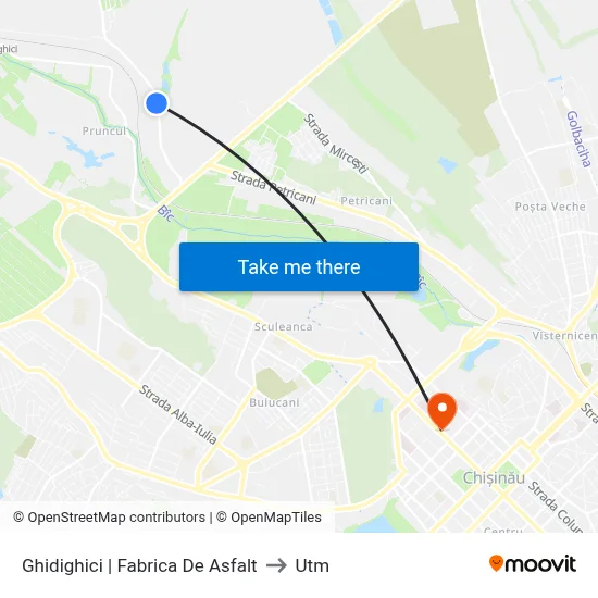 Ghidighici | Fabrica De Asfalt to Utm map